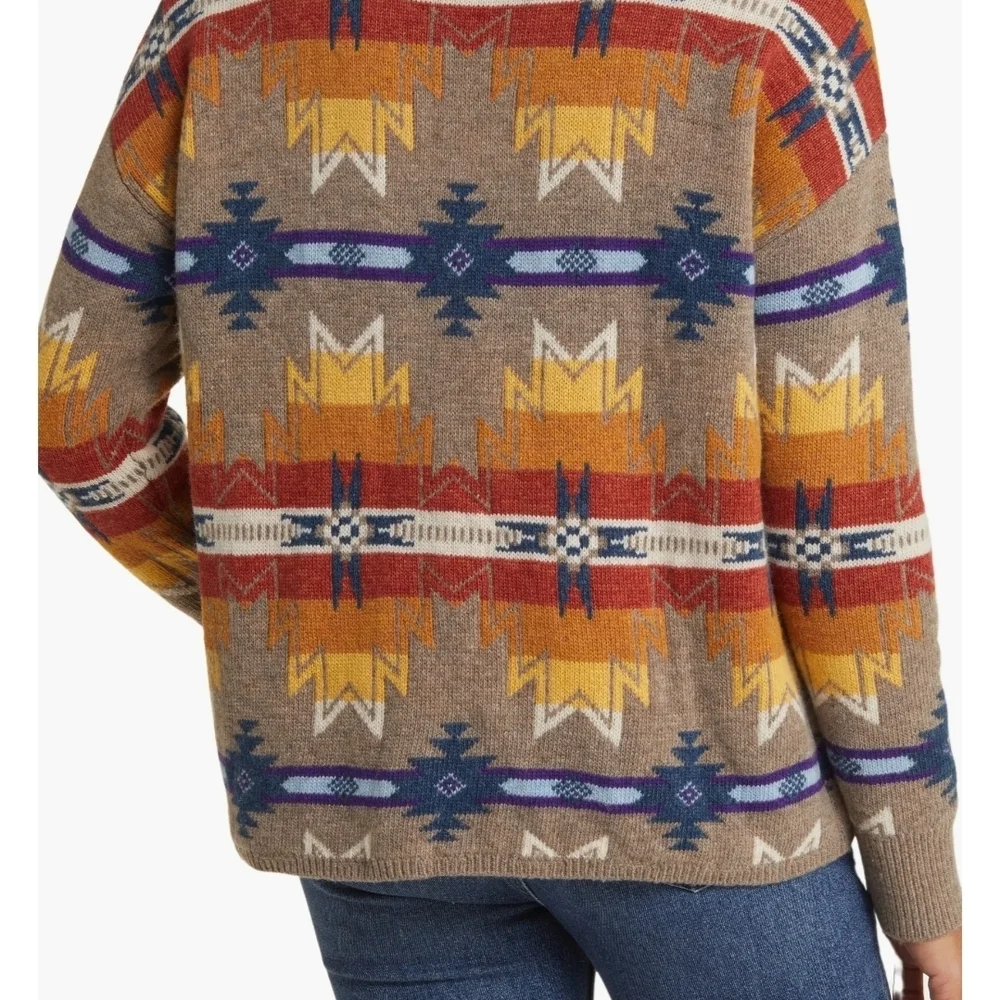 EUC Faherty x Doug Good Feather Mock Neck Sweater- Taupe Multi- Size Large - Picture 2 of 12